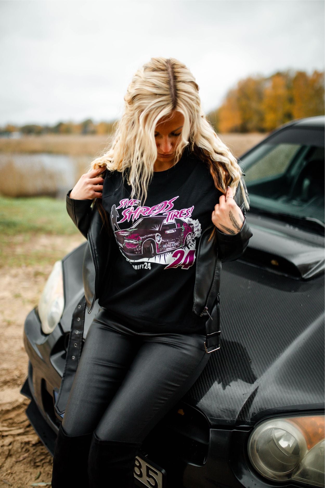 ''Sabine Drift Black'' Cotton T-Shirt