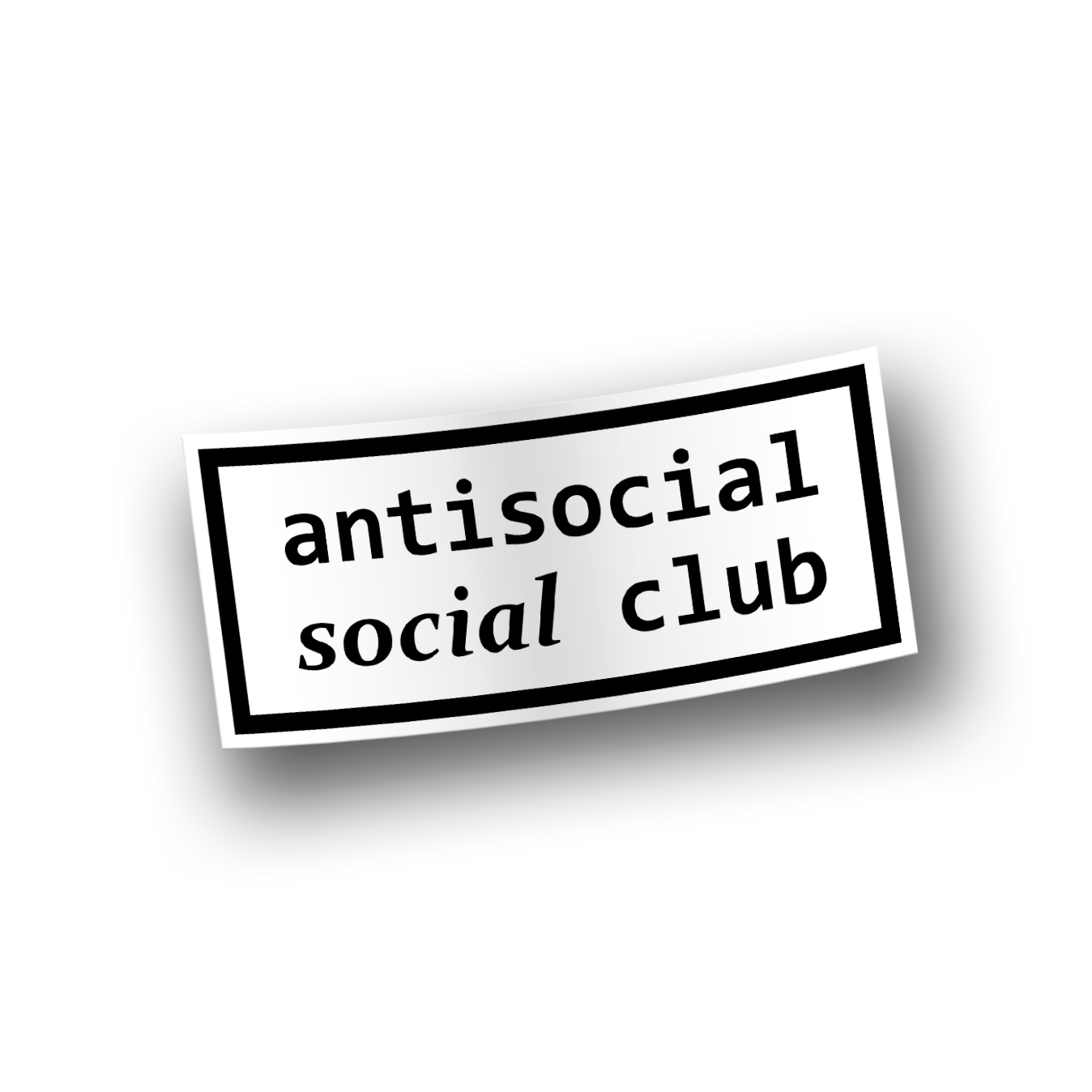 A black and white vinyl sticker with the text 'ANTISOCIAL SOCIAL CLUB'.