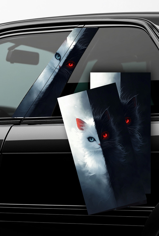 ''Black and White Cat'' - Car Doors Pillar Decals