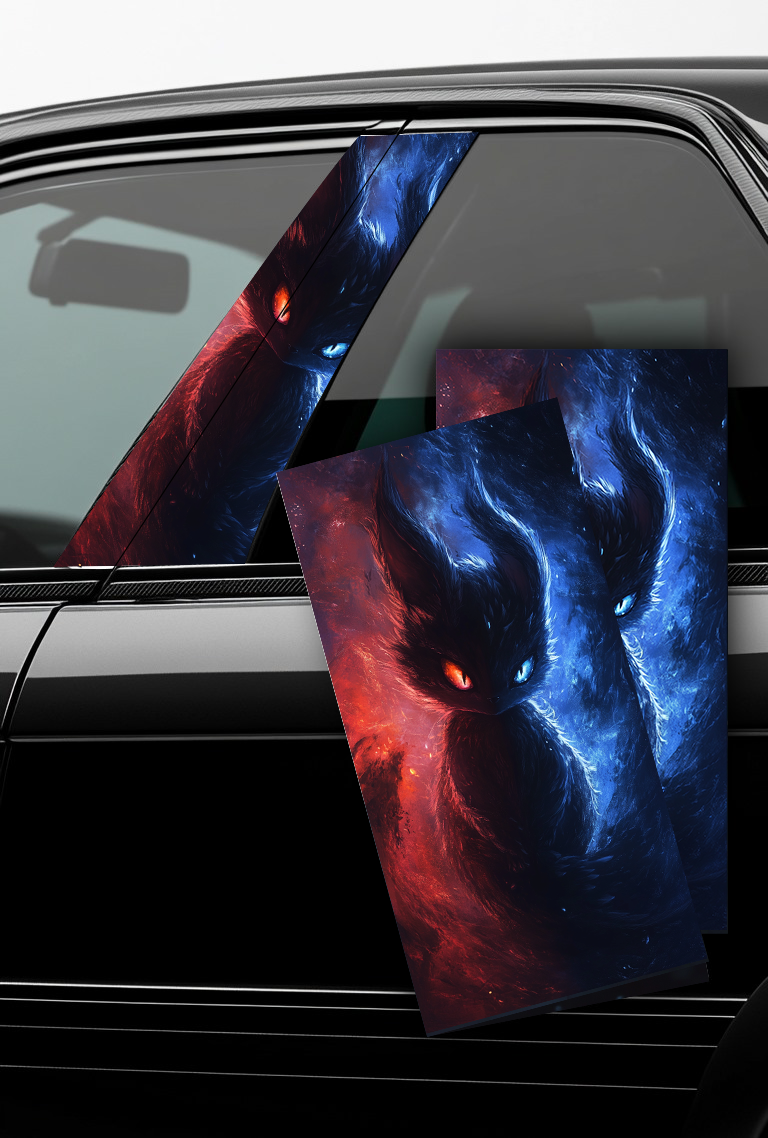 ''Two-sided creature of the night'' - Car Doors Pillar Decals