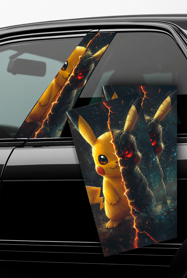''Pikachu two Sides'' - Car Doors Pillar Decals