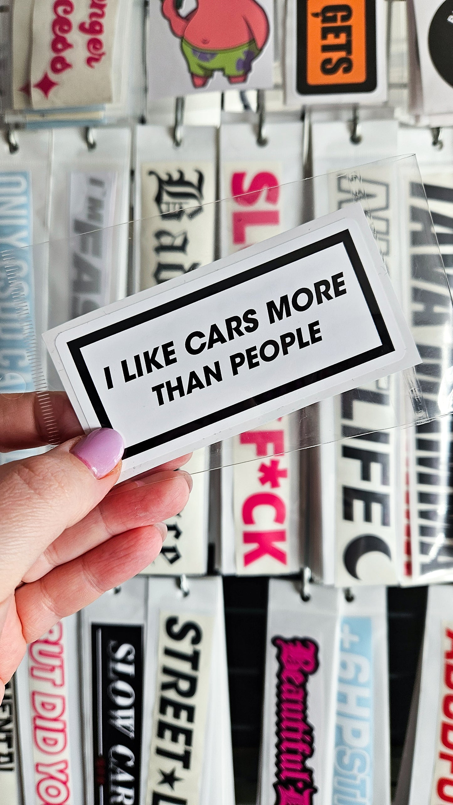''I like cars more'' Vinyl Sticker