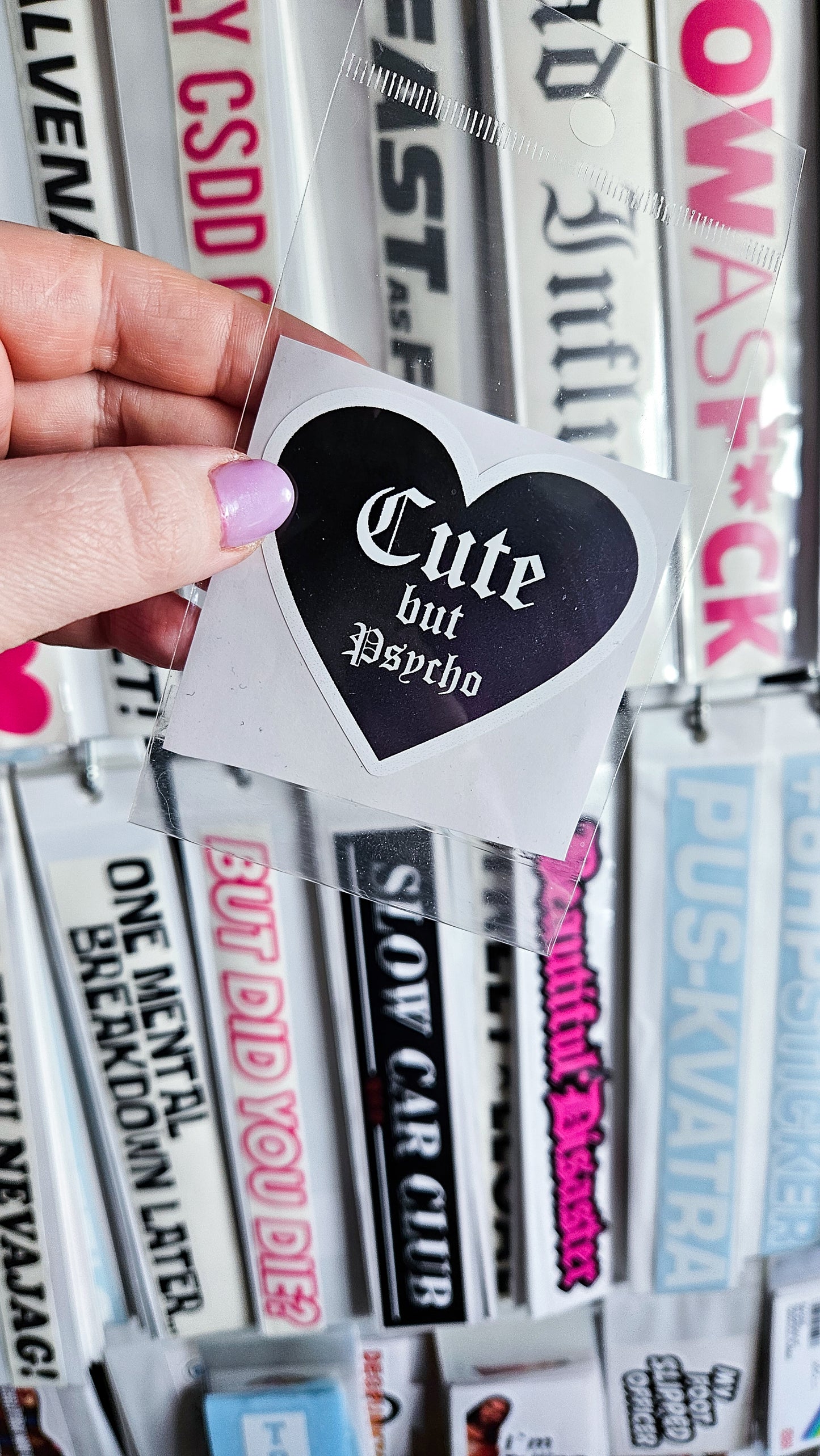 ''Cute but Psycho'' Vinyl Sticker