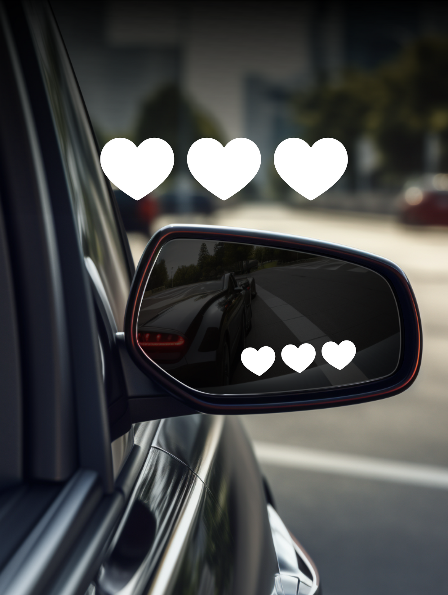 ''Hearts'' Mirror Sticker