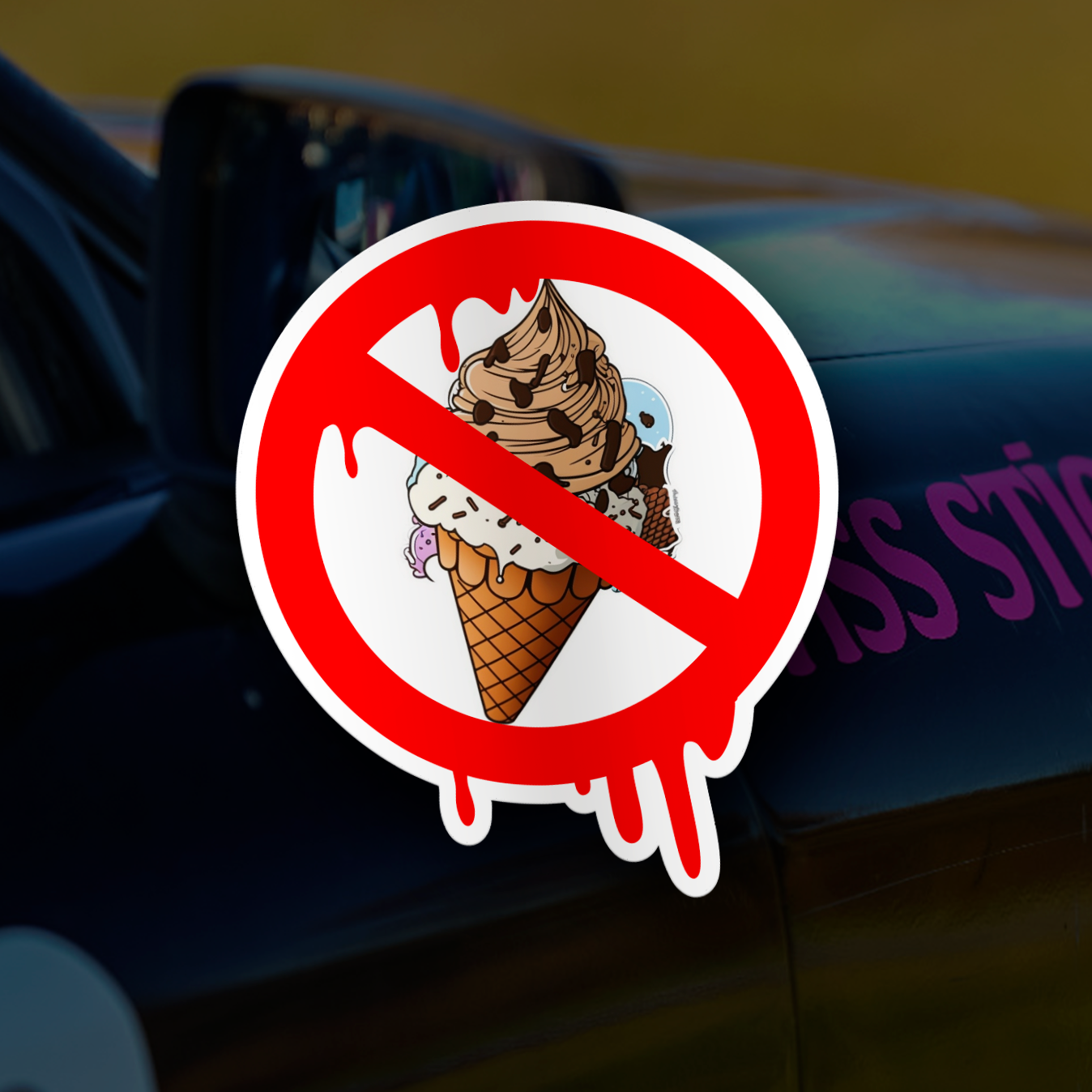 NO ICE CREAM ALLOWED - Printed Vinyl Sticker