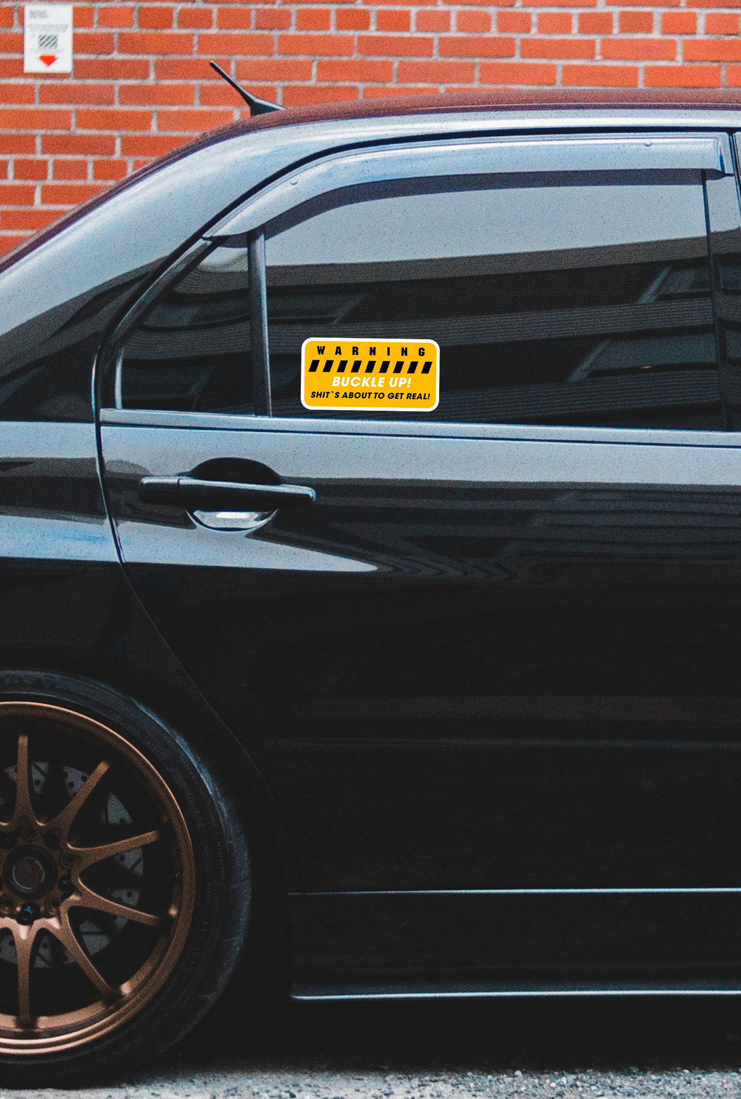 ''WARNING - Buckle Up'' Vinyl Sticker
