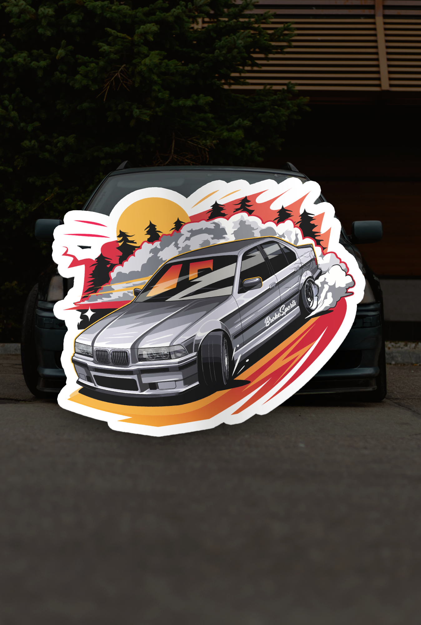 Broke Sports Sedan - Vinyl Sticker