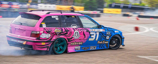 BMW E36 drift wagon by Broke Sports during Latvian grassroots drift event