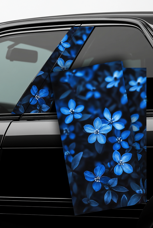 ''Small Blue Flowers'' - Car Doors Pillar Decals