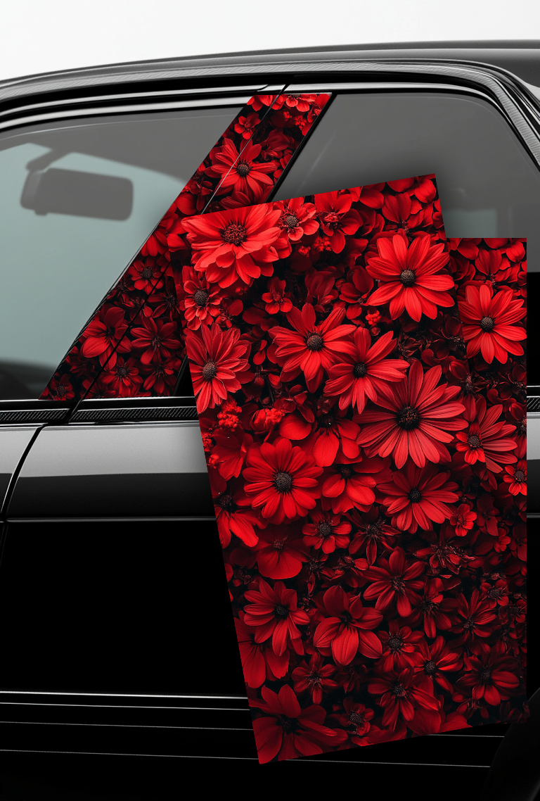 ''Red Flowers'' - Car Doors Pillar Decals