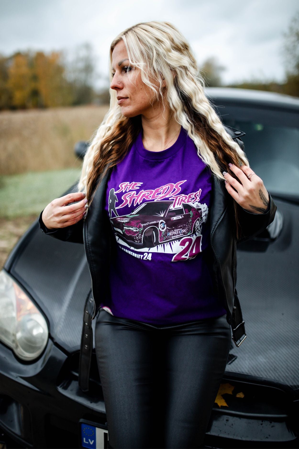 ''Sabine Drift Purple'' Cotton T-Shirt