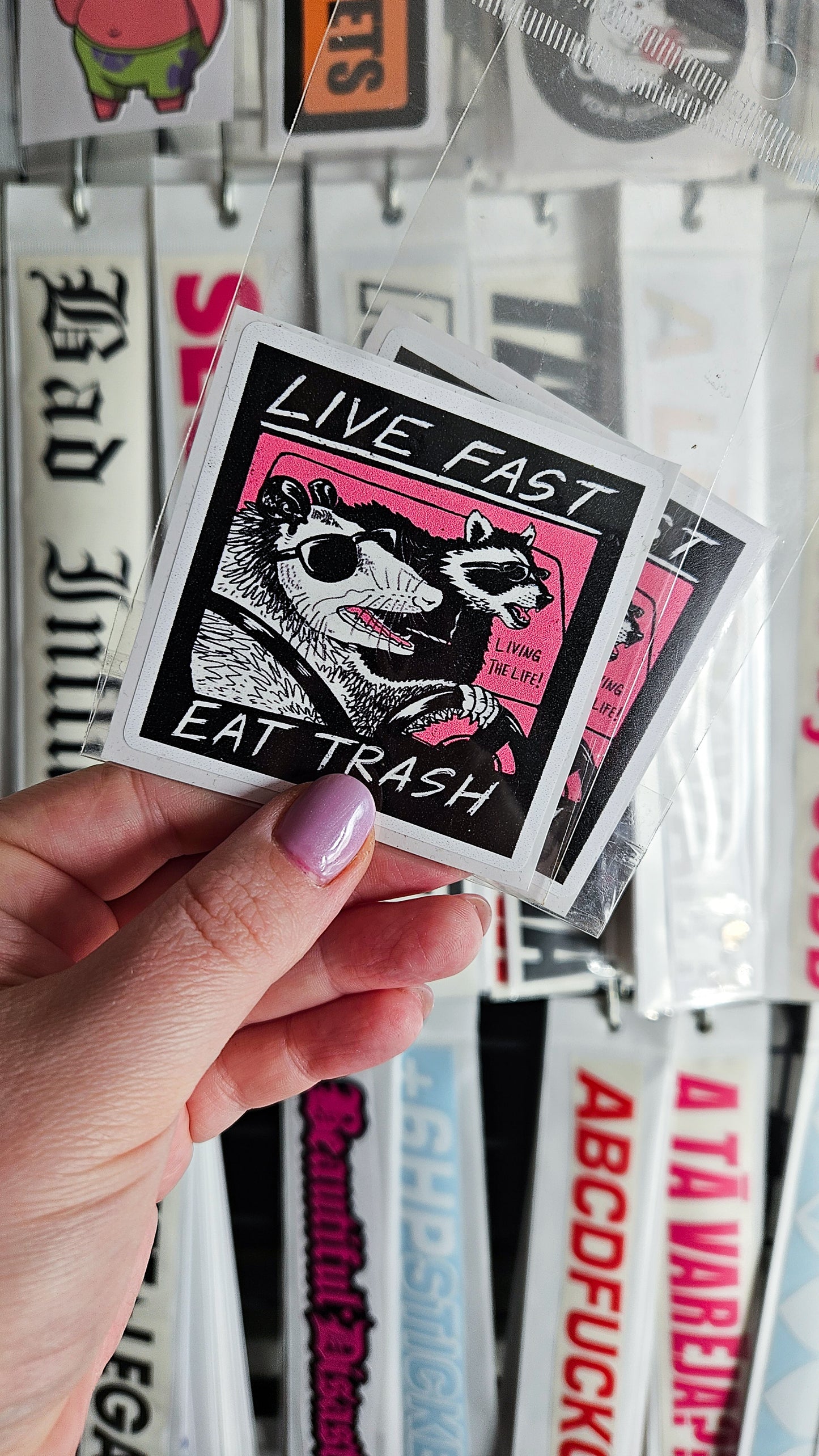 ''Live Fast - Eat Trash'' Vinyl Sticker