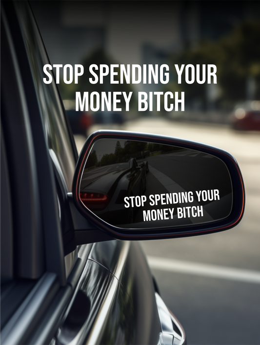 ''Stop Spending Money'' Mirror Sticker