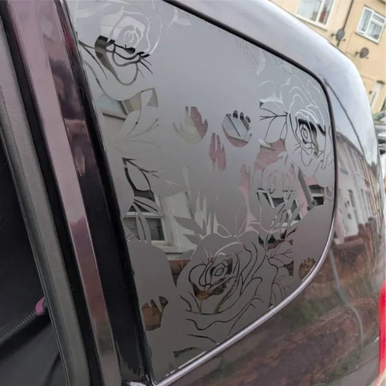 Matt Black SKULL AND ROSES Rear Window Decal