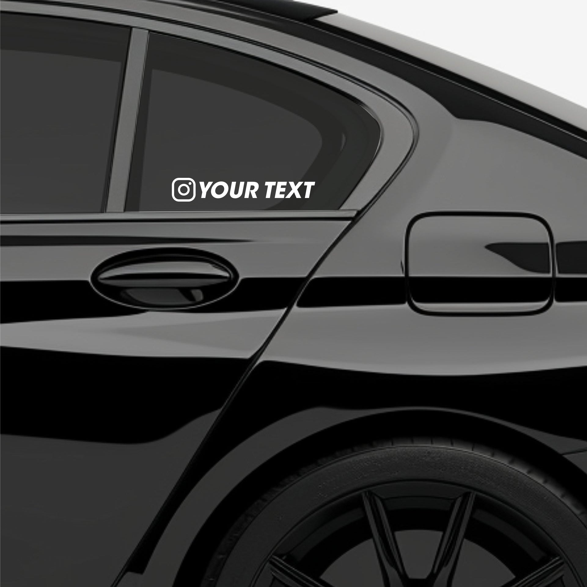 Black car with a customizable decal on the side