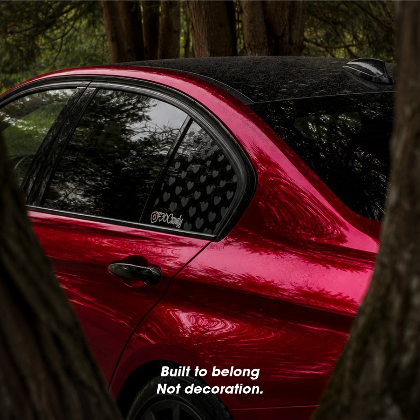 Matt Black  HEARTS Rear Window Decal
