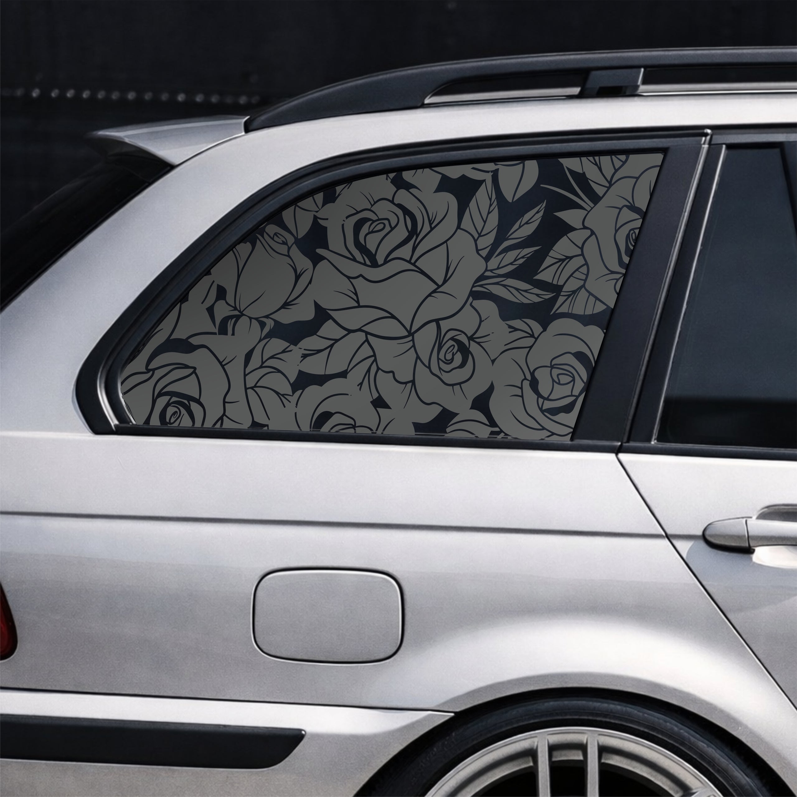 Matt Black ROSES Rear Window Decal