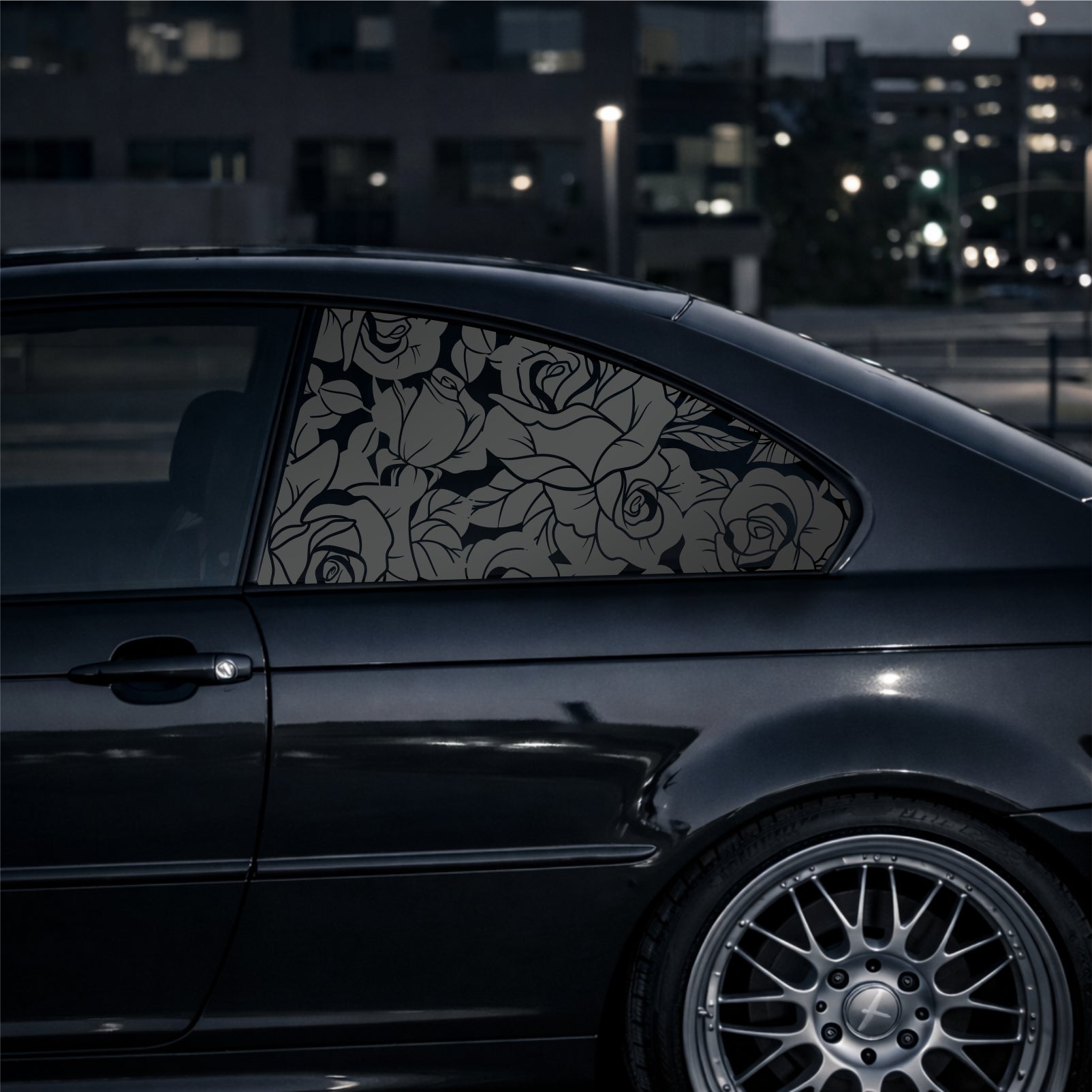Matt Black ROSES Rear Window Decal