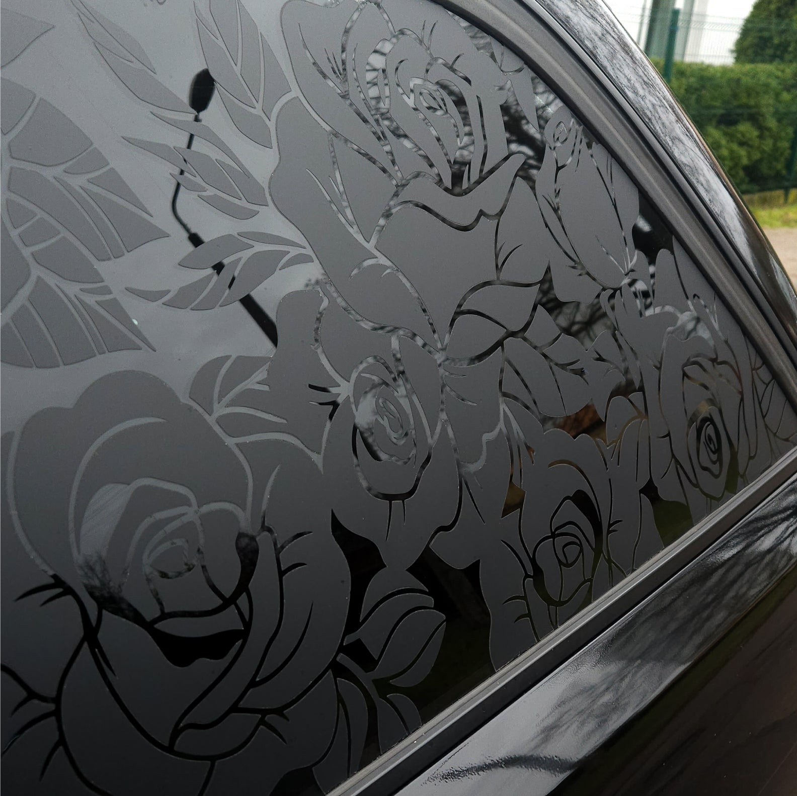 Matt Black ROSES Rear Window Decal