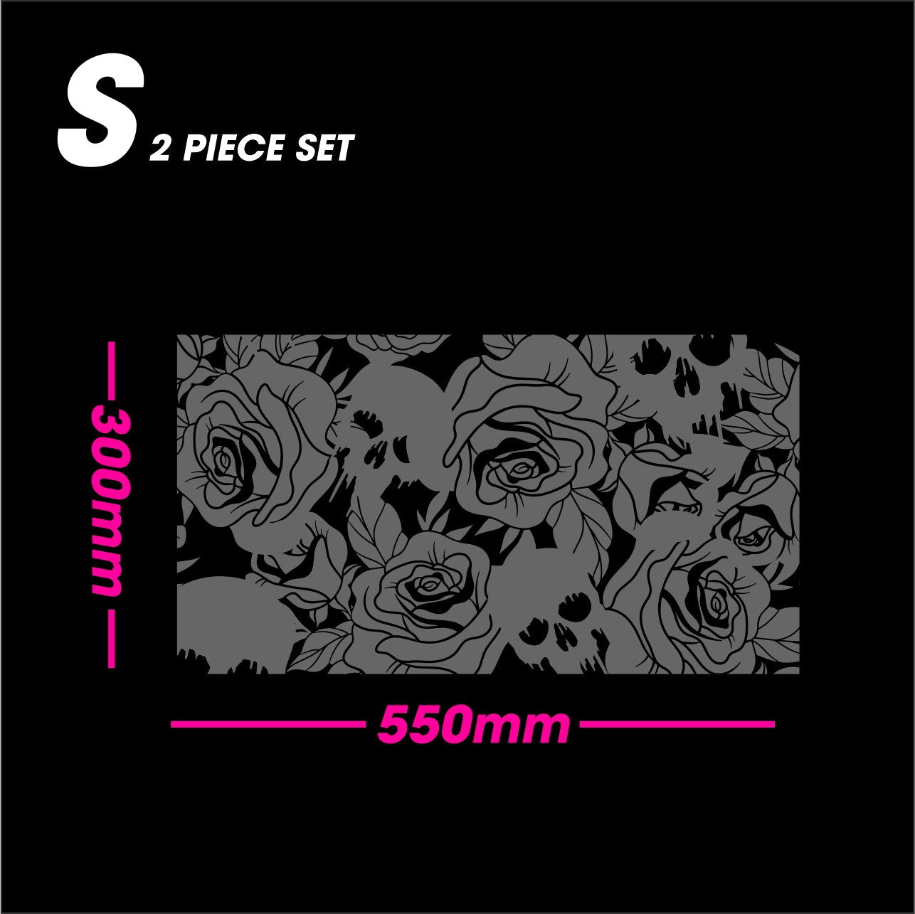 Black Matt ROSES AND SKULLS size S 2-piece set vinyl
