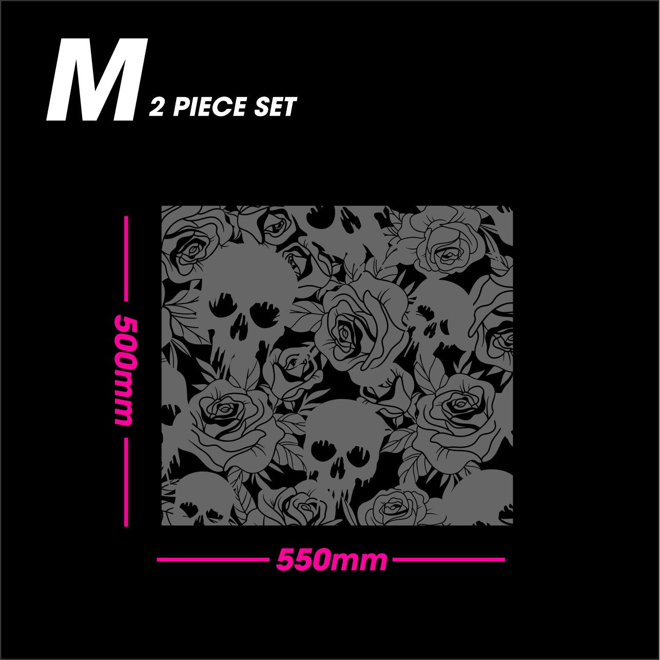 Black Matt ROSES AND SKULLS size M 2-piece set vinyl