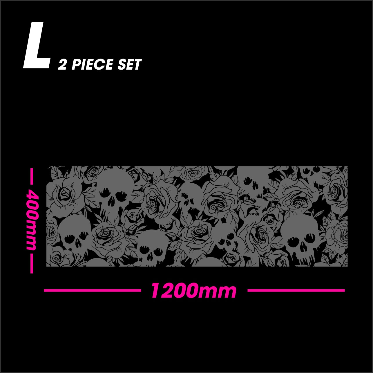 Black Matt ROSES AND SKULLS size L 2-piece set vinyl