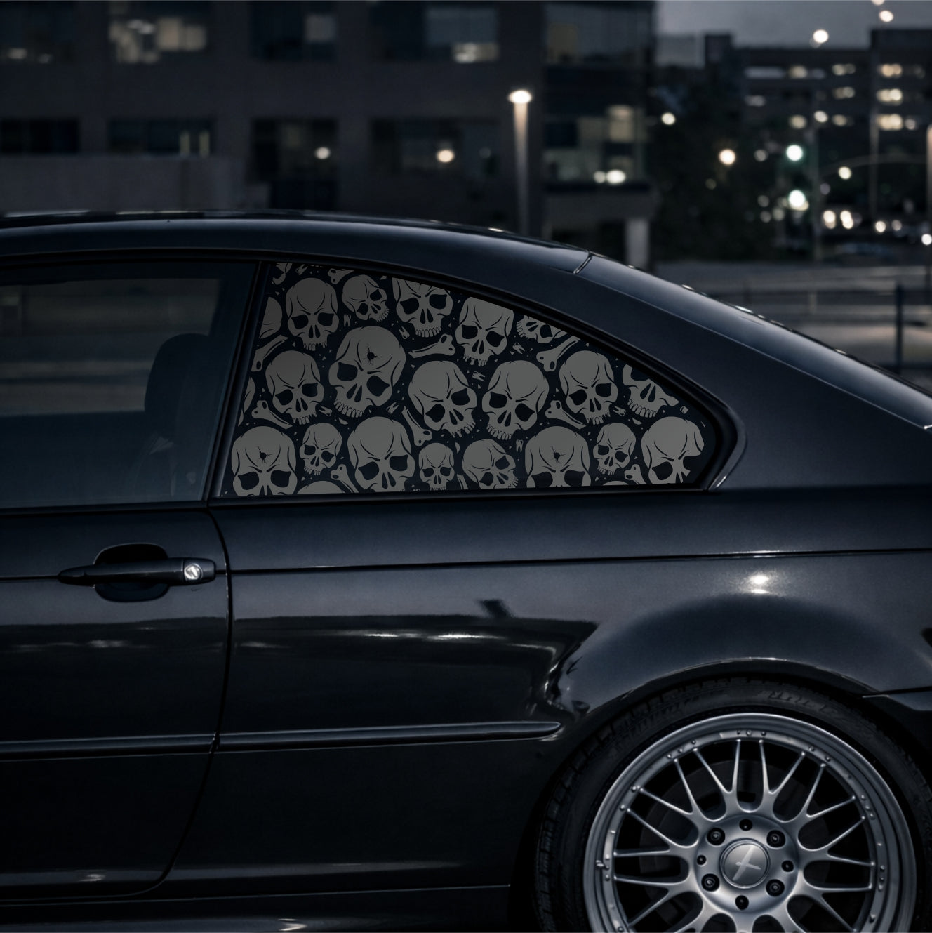 Matt Black SKULL Rear Window Decal