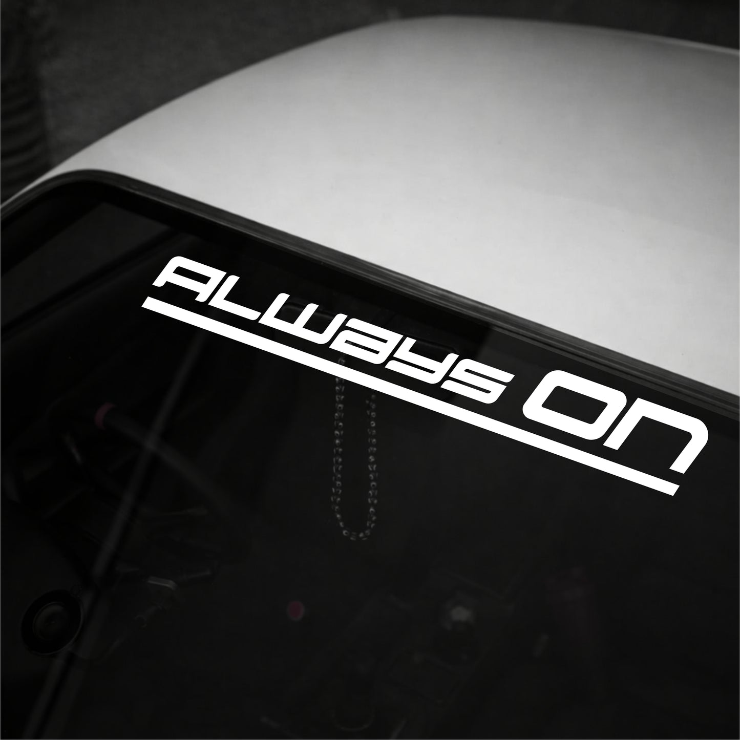 Decal with 'Always On' text on a vehicle's surface