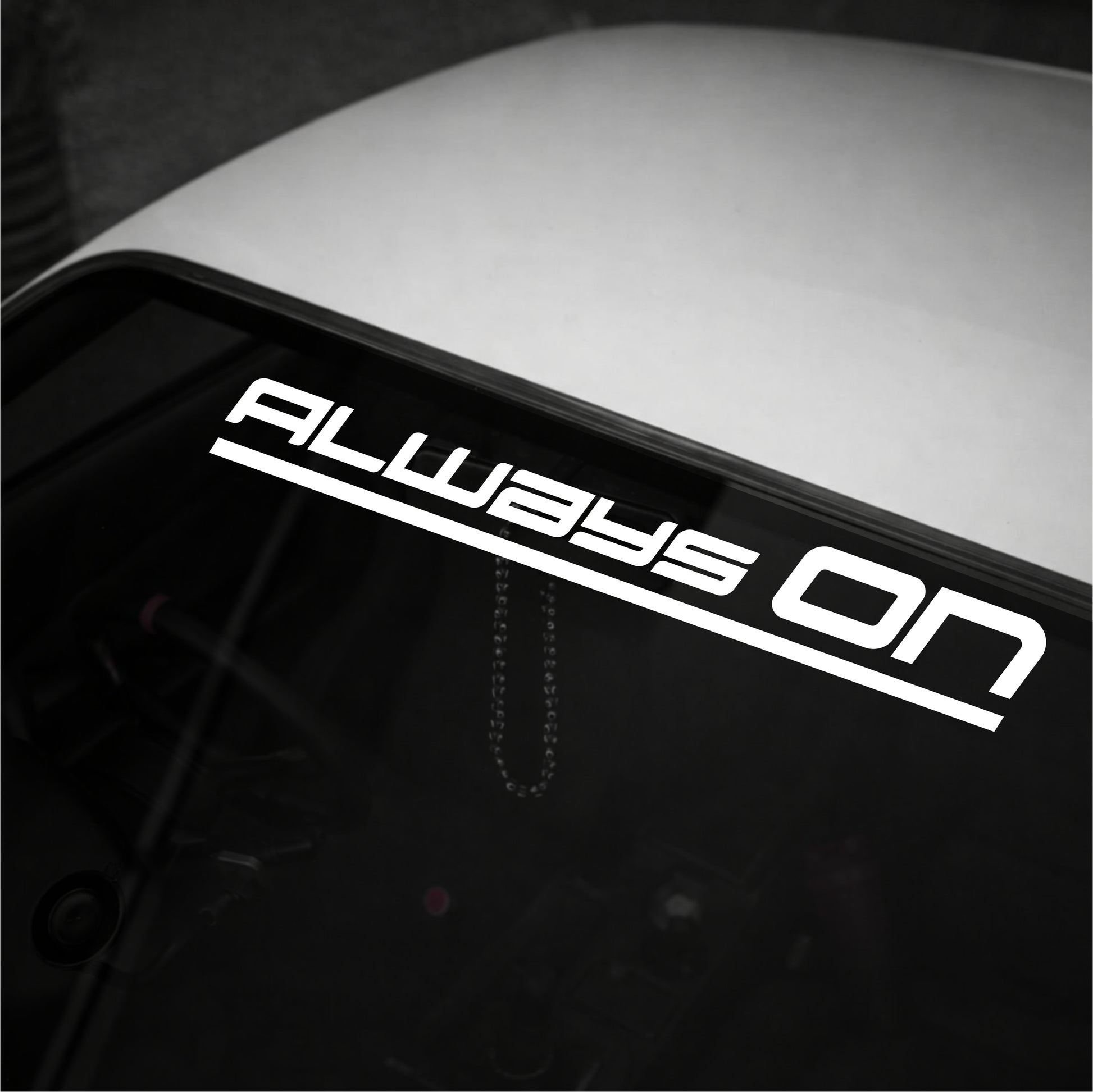 Decal with 'Always On' text on a vehicle's surface