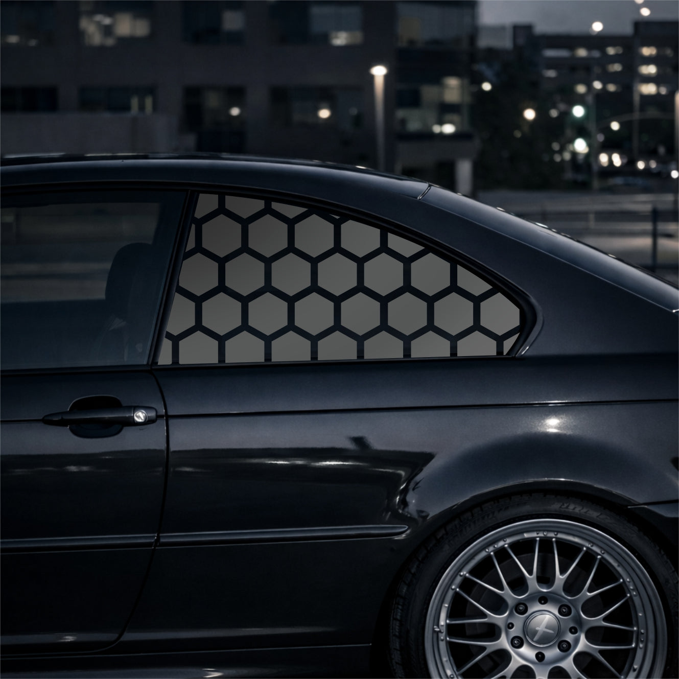 Black Matt BEE CELLS decal close-up matt vinyl detail