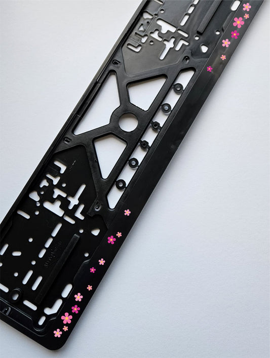 Pink Flowers - European License Plate Frame