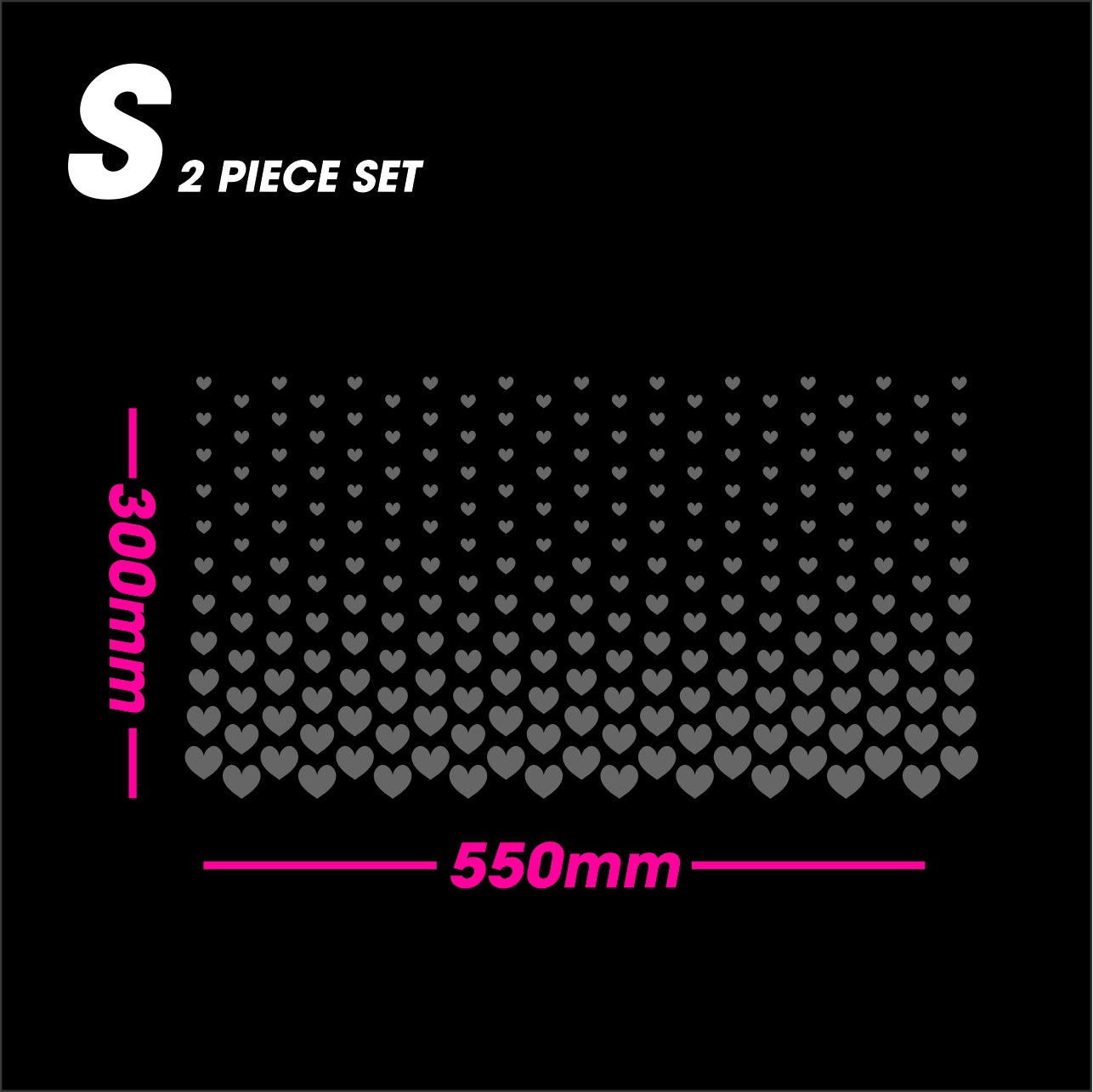 Black Matt HEARTS size S 2-piece set vinyl