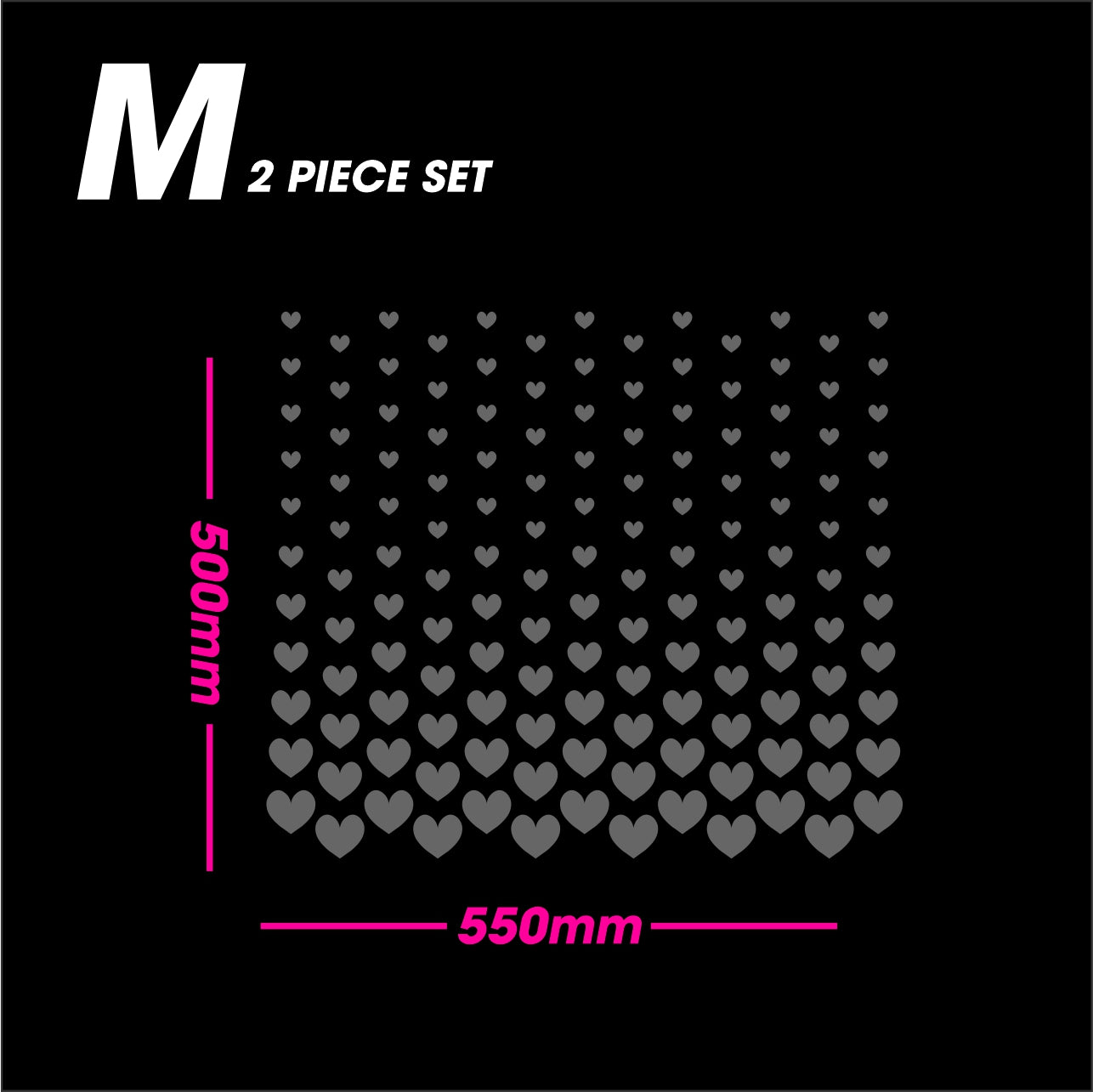 Black Matt HEARTS size M 2-piece set vinyl