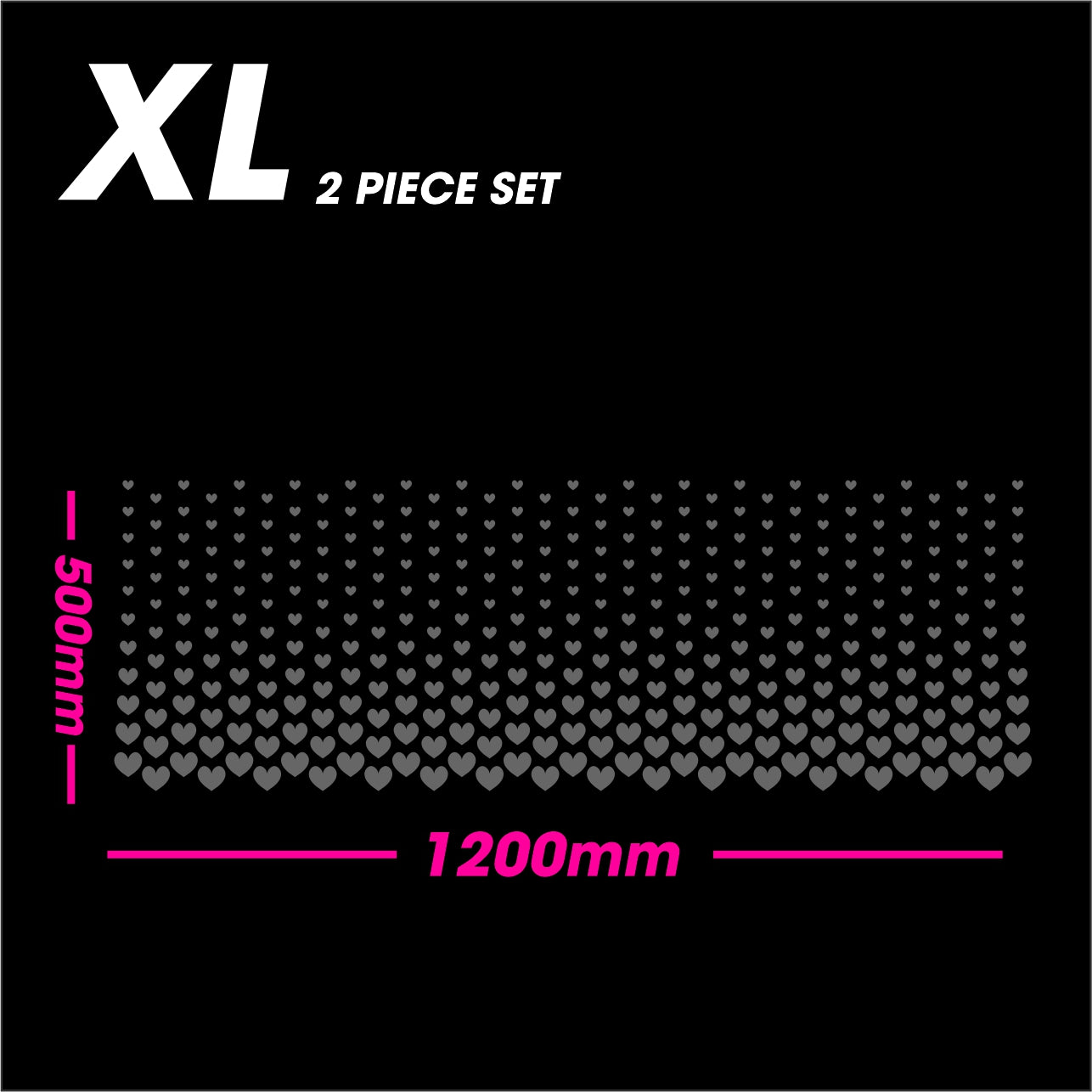 Black Matt HEARTS size XL 2-piece set vinyl