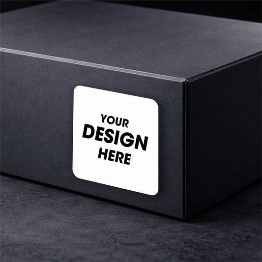 Black box with a white label on a dark background