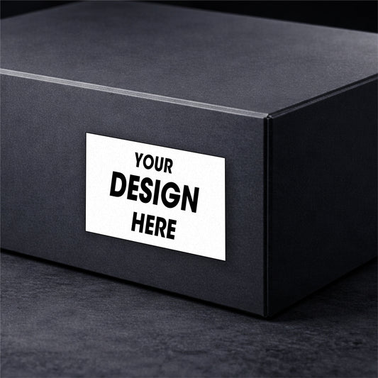 Black box with a white label on a dark background