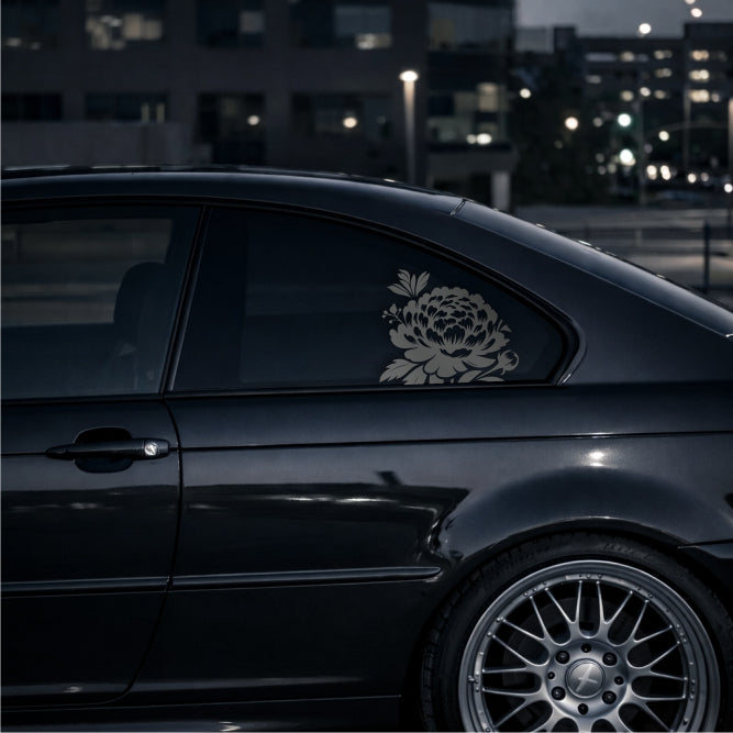 Black Matt PEONY decal close-up matt vinyl texture