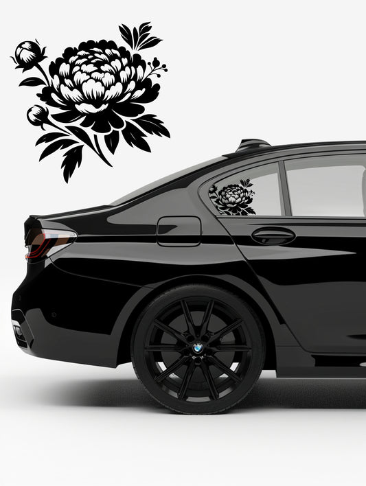 Black Matt Decal - Peony (FOR VARIOUS CARS)