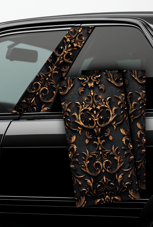 ''Black and Gold Gothic'' - Car Doors Pillar Decals