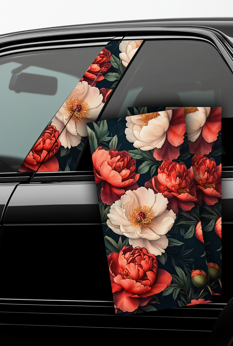 ''Peonies No.1 '' - Car Doors Pillar Decals