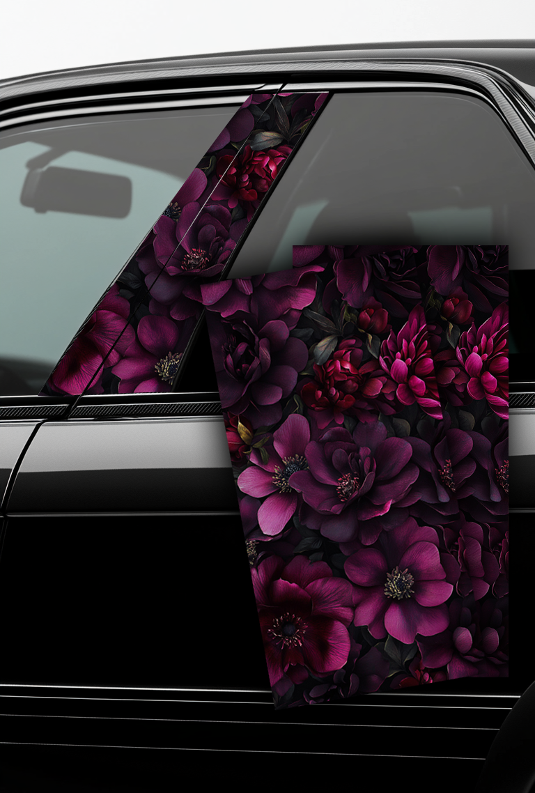 ''Violet Peonies'' - Car Doors Pillar Decals