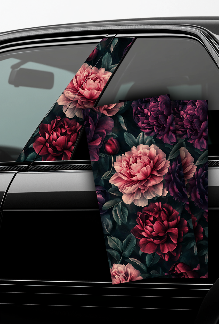 ''Mix Peonies'' - Car Doors Pillar Decals