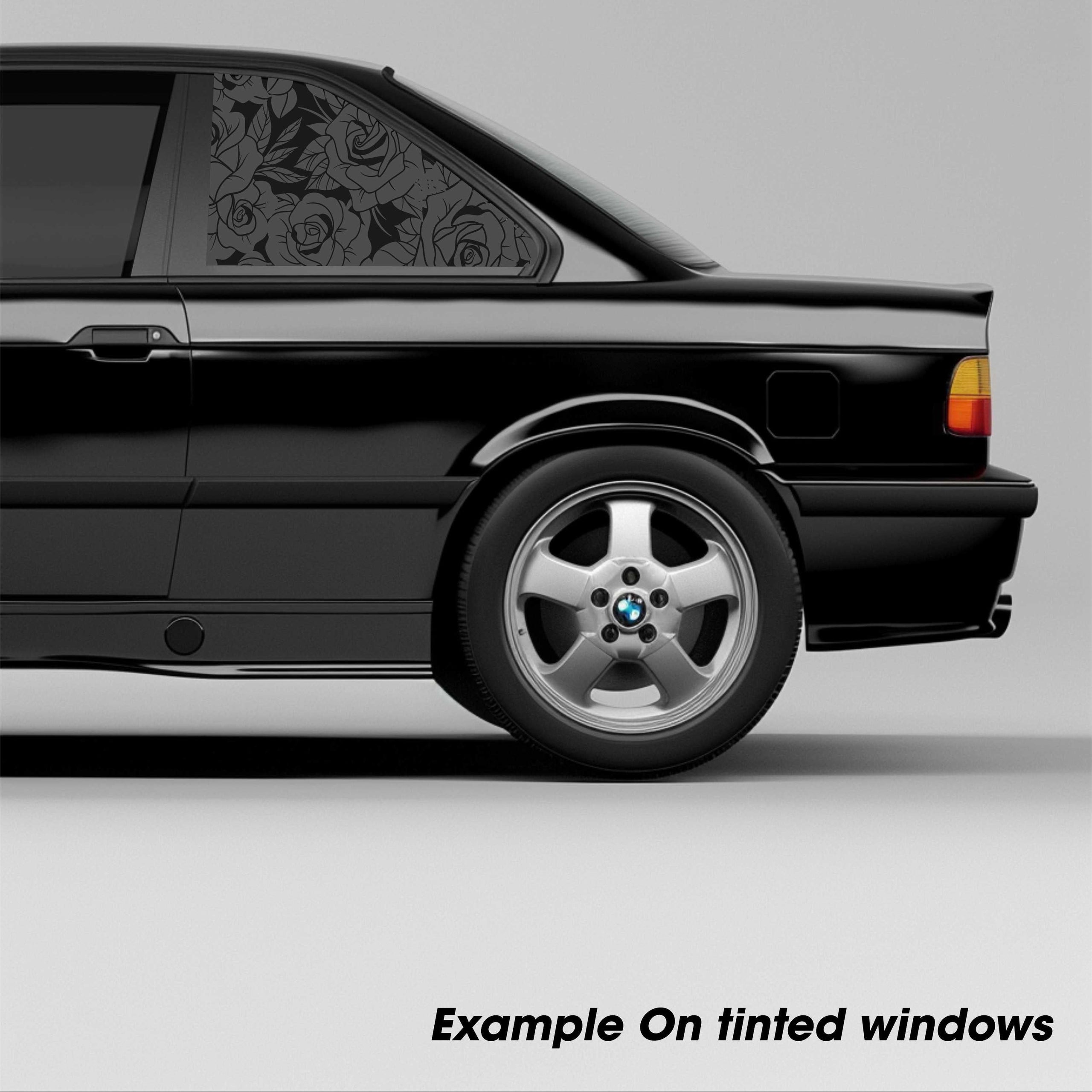 Black Matt ROSES – Rear Window Decal (For Various Cars)