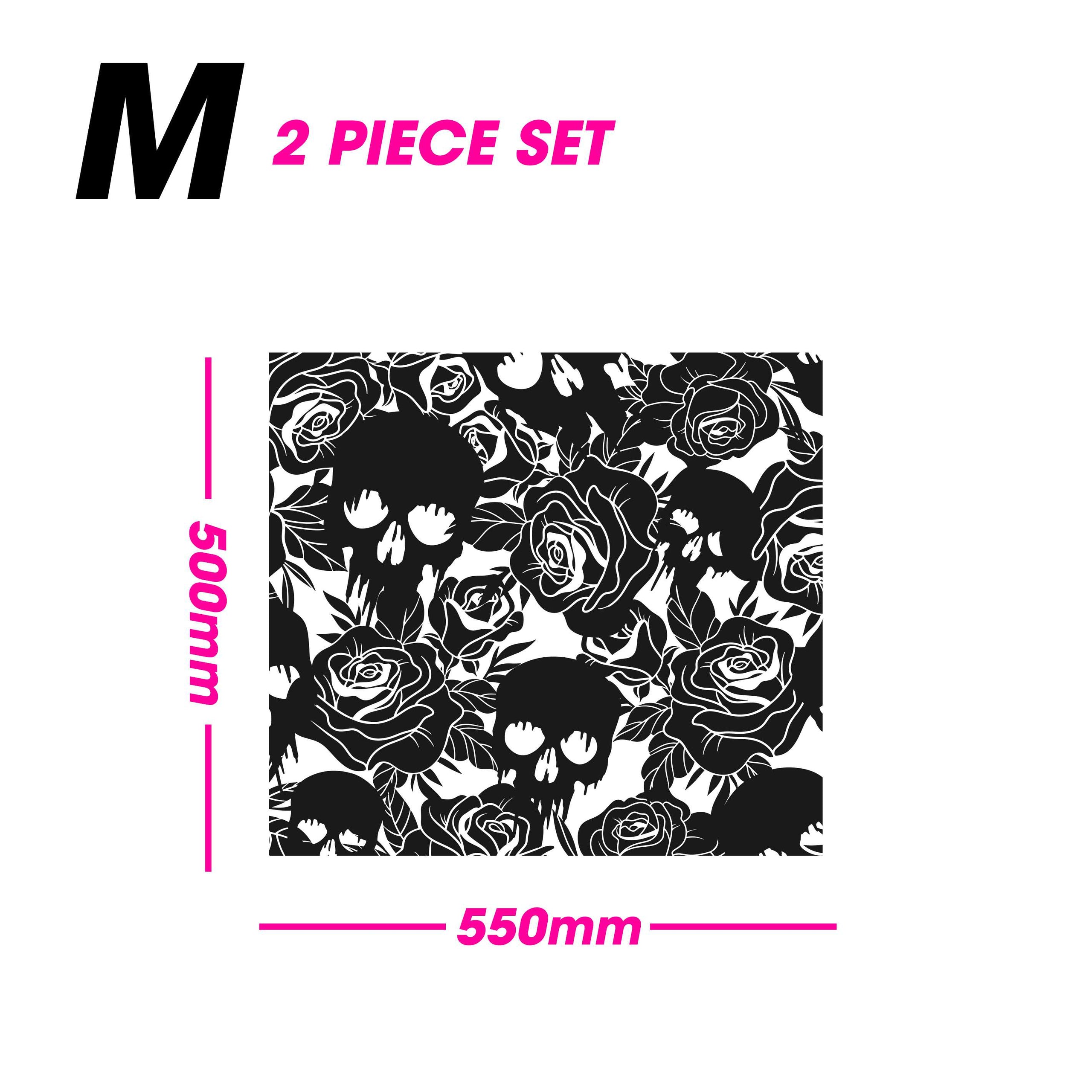 Black Matt SKULL AND ROSES – Rear Window Decal (For Various Cars)