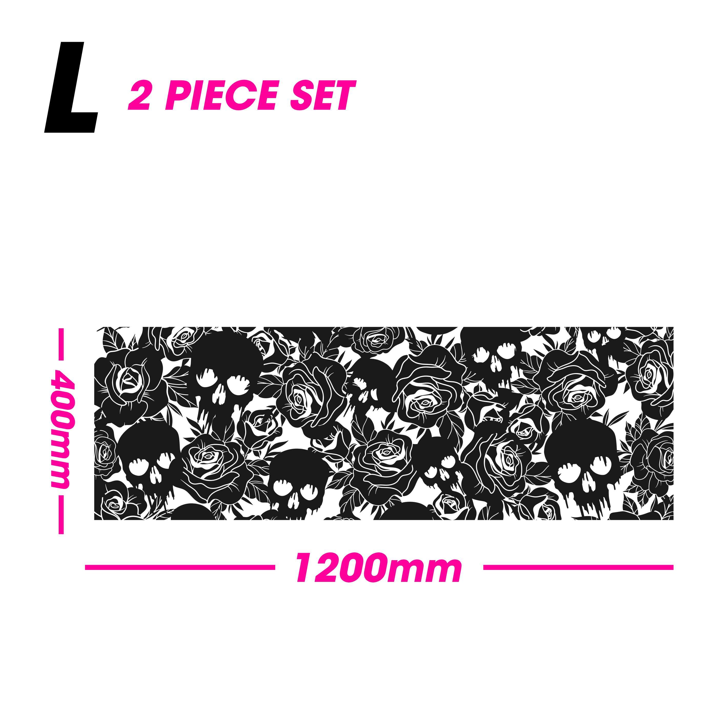 Black Matt SKULL AND ROSES – Rear Window Decal (For Various Cars)