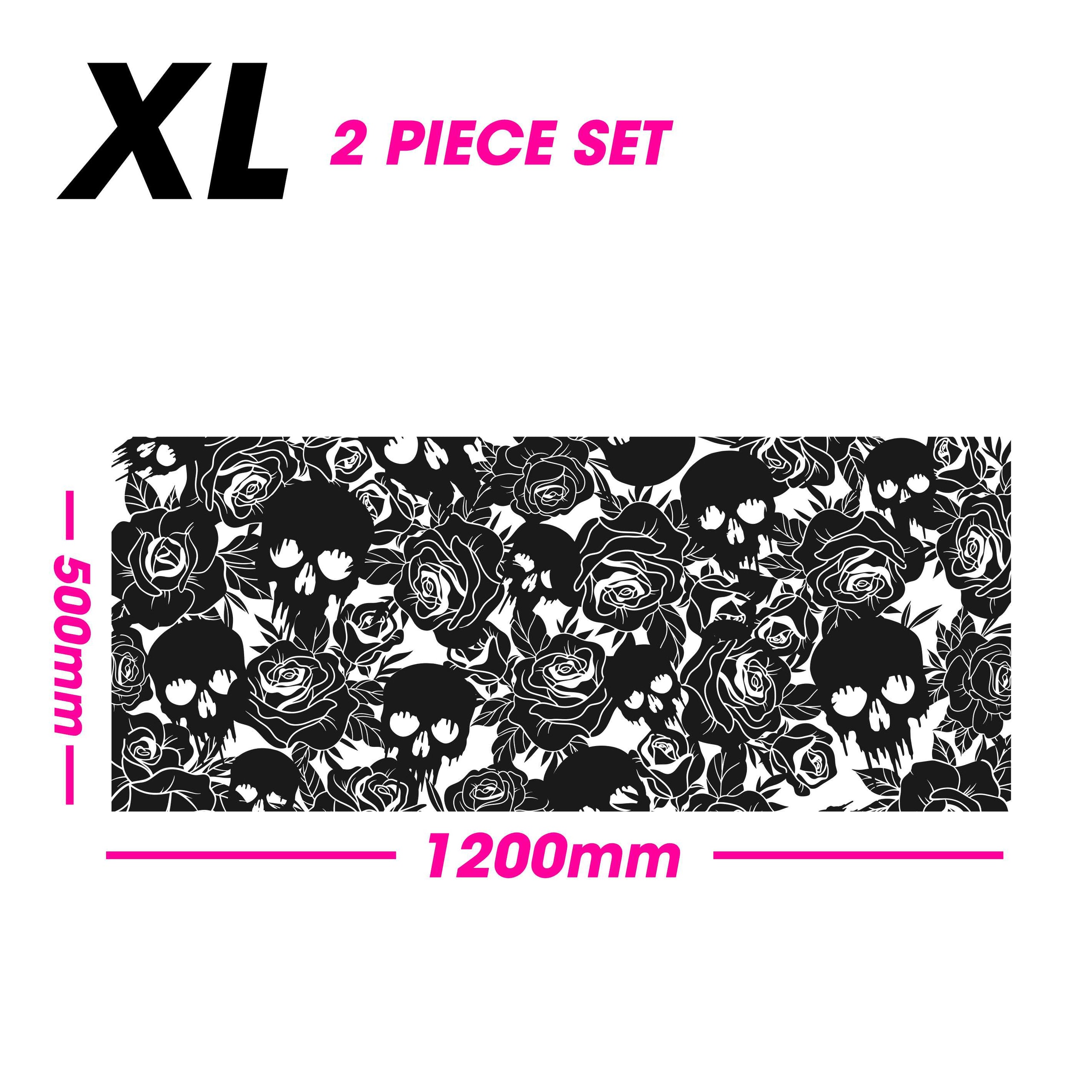 Black Matt SKULL AND ROSES – Rear Window Decal (For Various Cars)